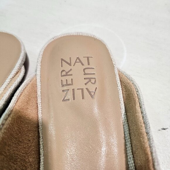 NATURALIZER Womens Sz 7.5 Kayden Linen White Mule Clog Padded Flat Comfort Shoes - Picture 7 of 10